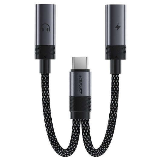 Audio-Adapter USB-C - 2 x USB-C Acefast J14, Schwarz