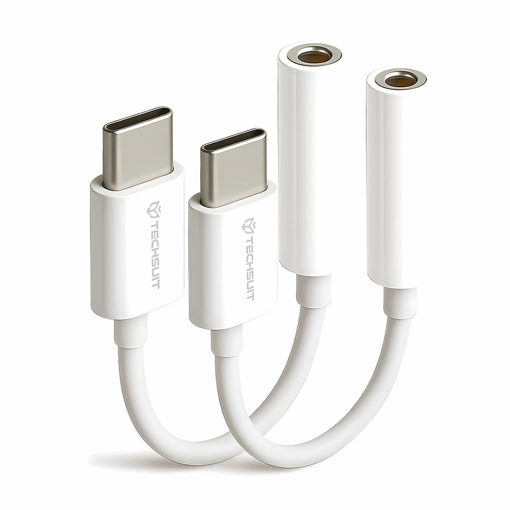 Audioadapter USB-C - 3,5mm Techsuit AC18 MusicBox, Weiß, Set 2 Stück