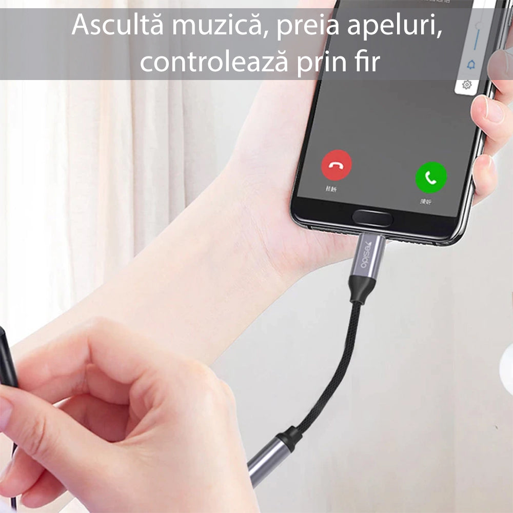 USB-C to 3.5mm Audio Adapter Yesido YAU19, Black