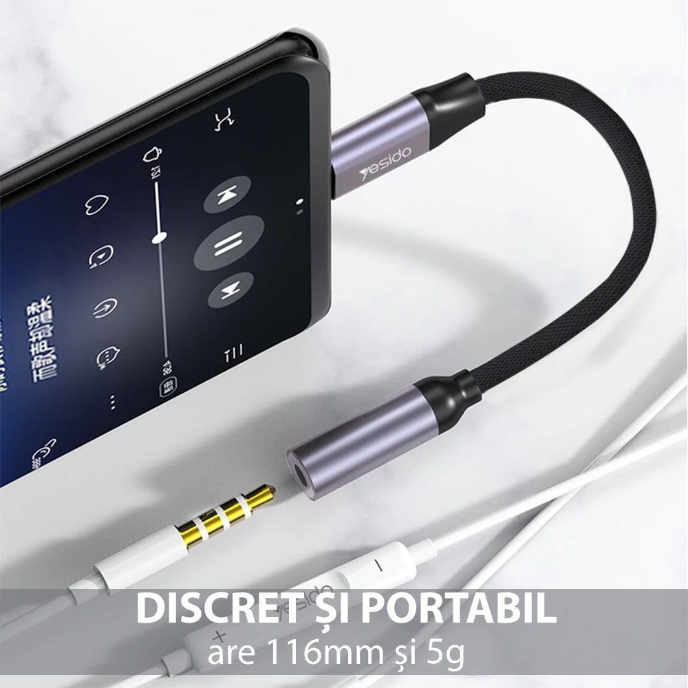 USB-C to 3.5mm Audio Adapter Yesido YAU19, Black