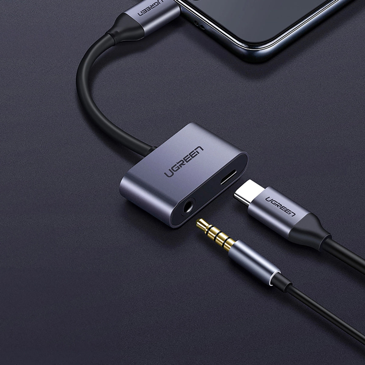 Audioadapter USB-C - 3,5 mm / USB-C UGREEN CM193, Grau