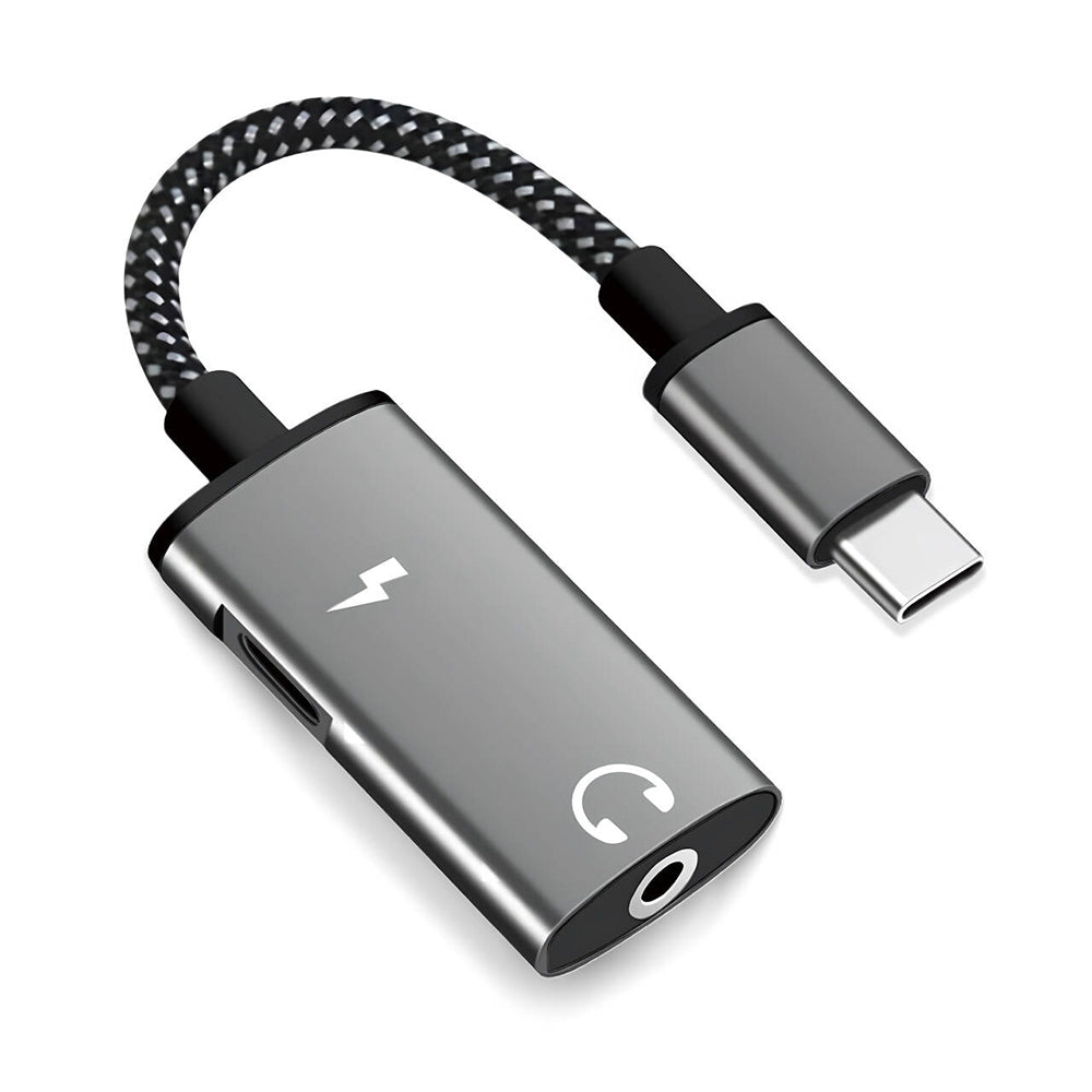 Audio-Adapter USB-C - USB-C / 3.5mm Techsuit AC22 AcustiCore, Grau