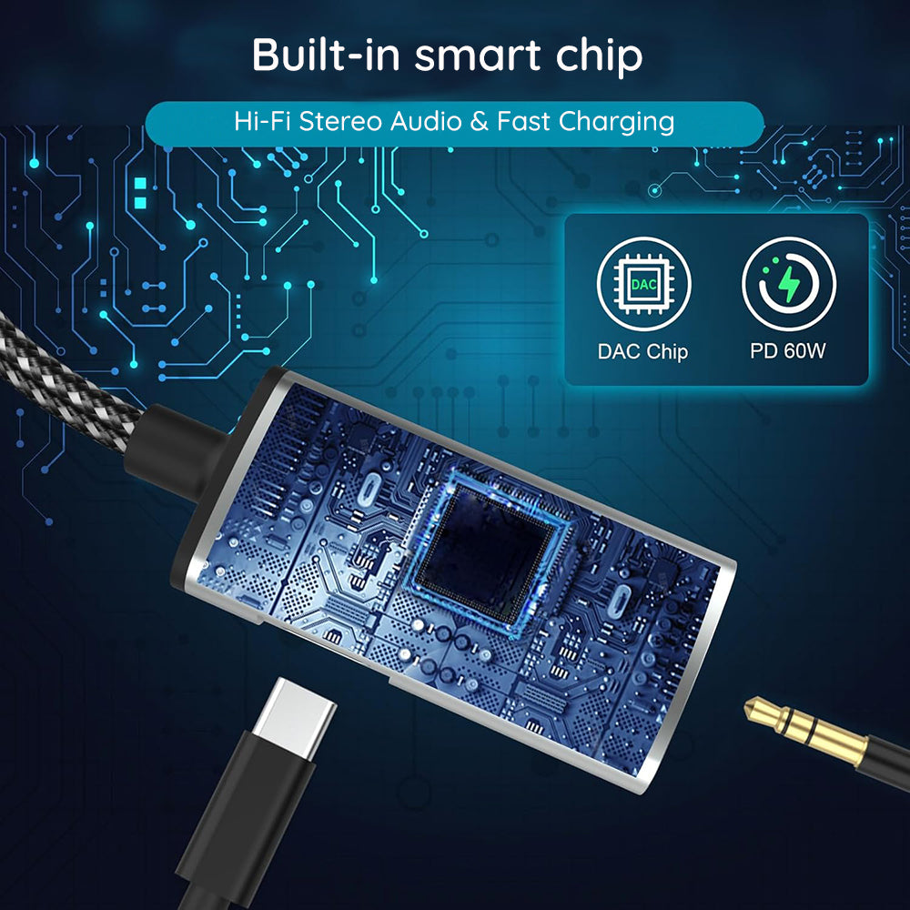 Audio-Adapter USB-C - USB-C / 3.5mm Techsuit AC22 AcustiCore, Grau
