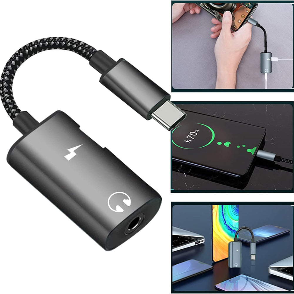 Audio-Adapter USB-C - USB-C / 3.5mm Techsuit AC22 AcustiCore, Grau
