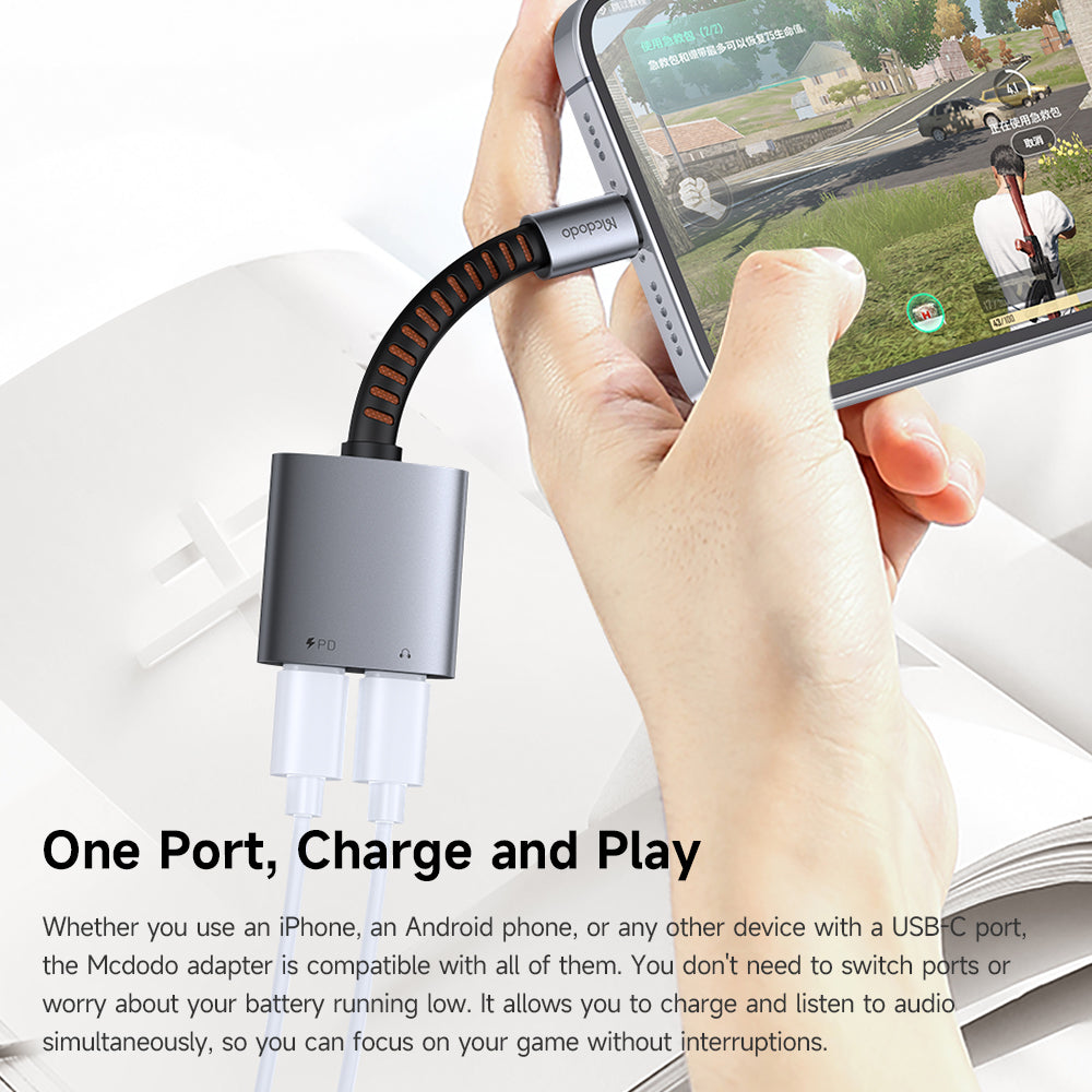 Audio-Adapter USB-C - USB-C / USB-C McDodo CA-3370, Grau