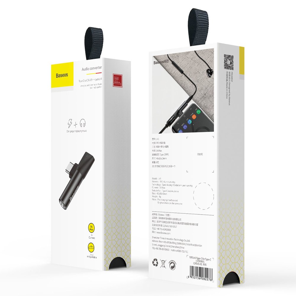 Audio-Adapter USB-C - USB-C / 3,5mm Baseus L41, Schwarz CATL41-01