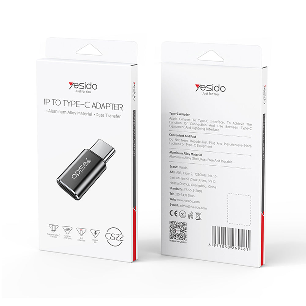 Daten- und Ladeadapter Lightning - USB-C Yesido GS22, Grau