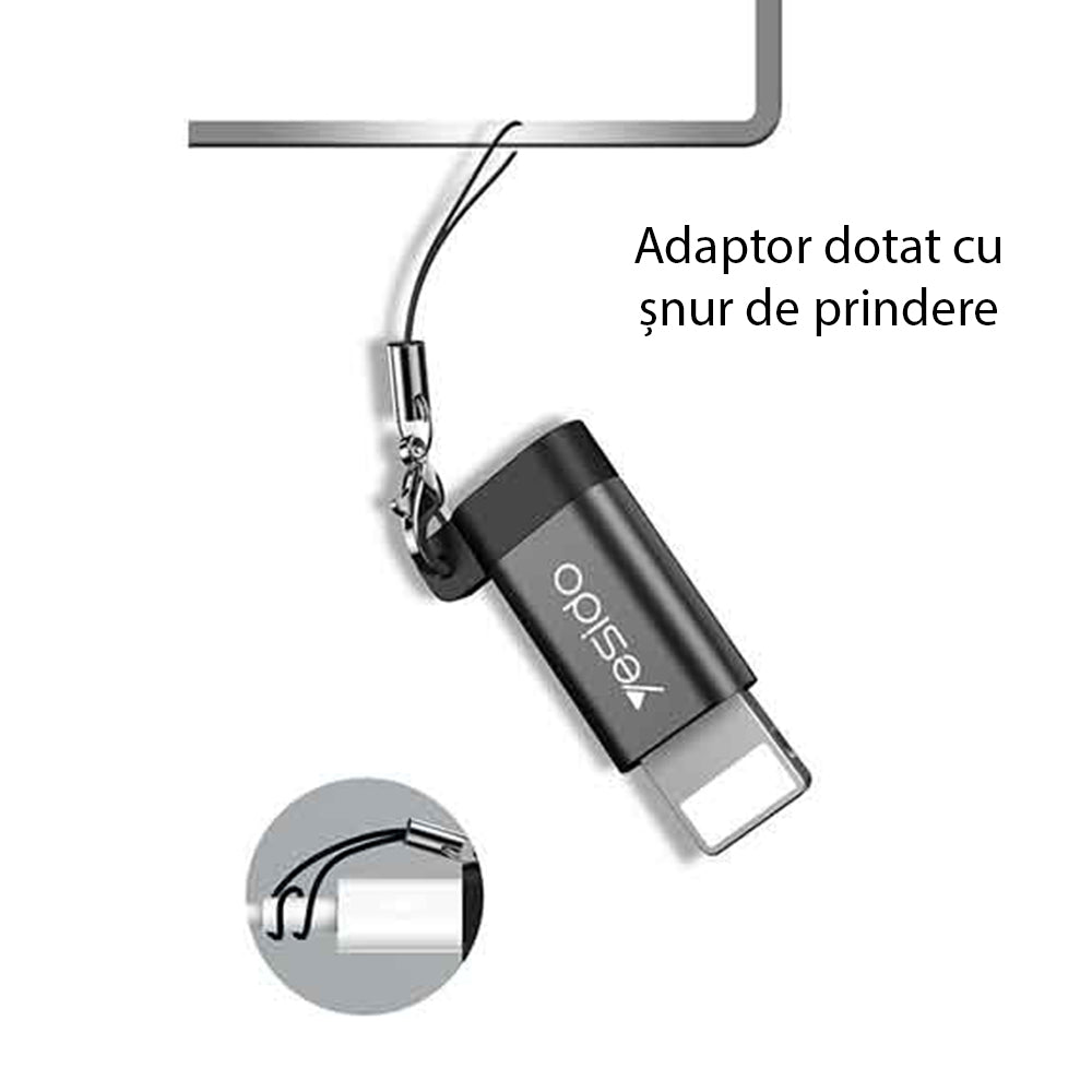 Daten- und Ladeadapter microUSB - Lightning Yesido GS05, Schwarz