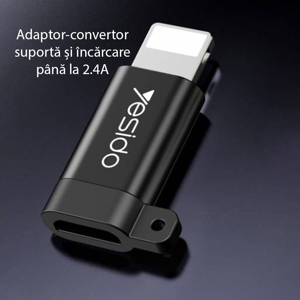 Daten- und Ladeadapter microUSB - Lightning Yesido GS05, Schwarz