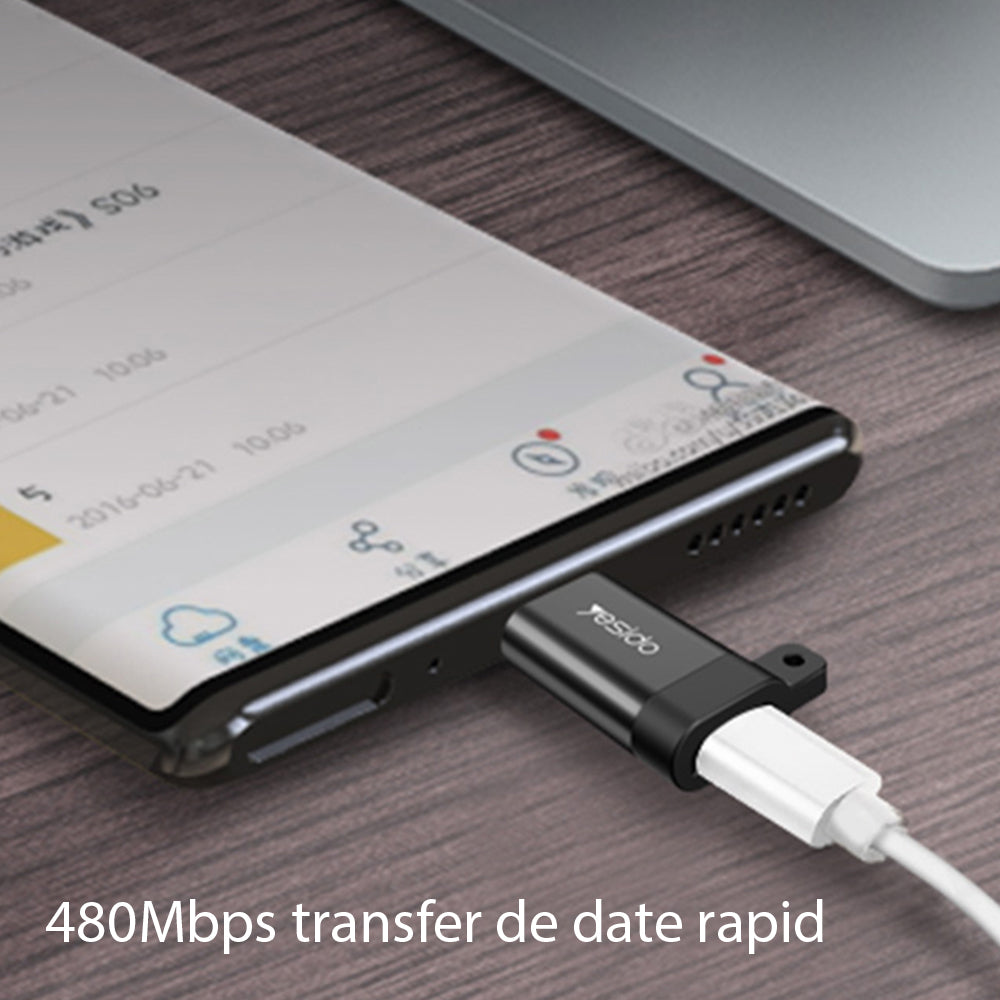 Daten- und Ladeadapter microUSB - USB-C Yesido GS04, Schwarz
