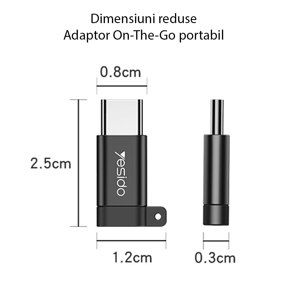 Daten- und Ladeadapter microUSB - USB-C Yesido GS04, Schwarz
