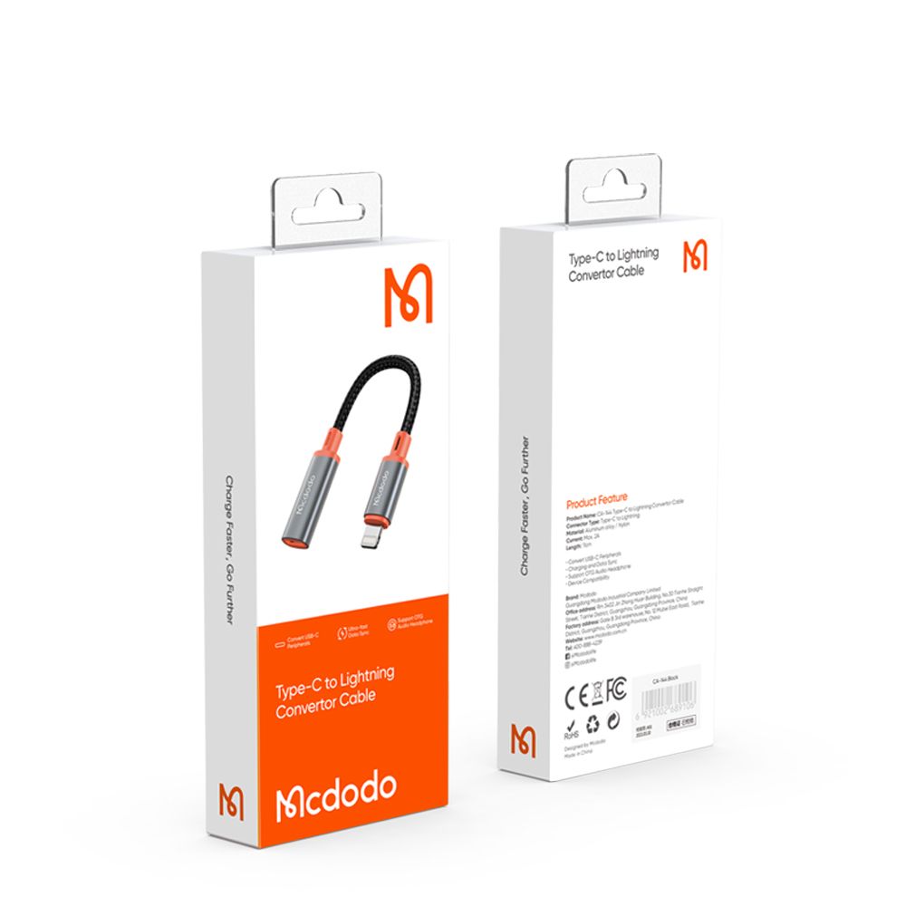 USB-C to Lightning Data and Charging Adapter McDodo CA-1440, Black