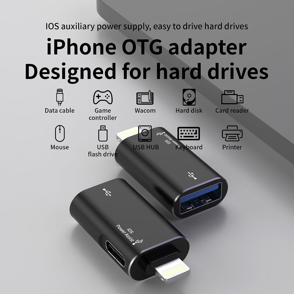 OTG Lightning - USB-A Techsuit A18 AluVoltX Adapter, Black