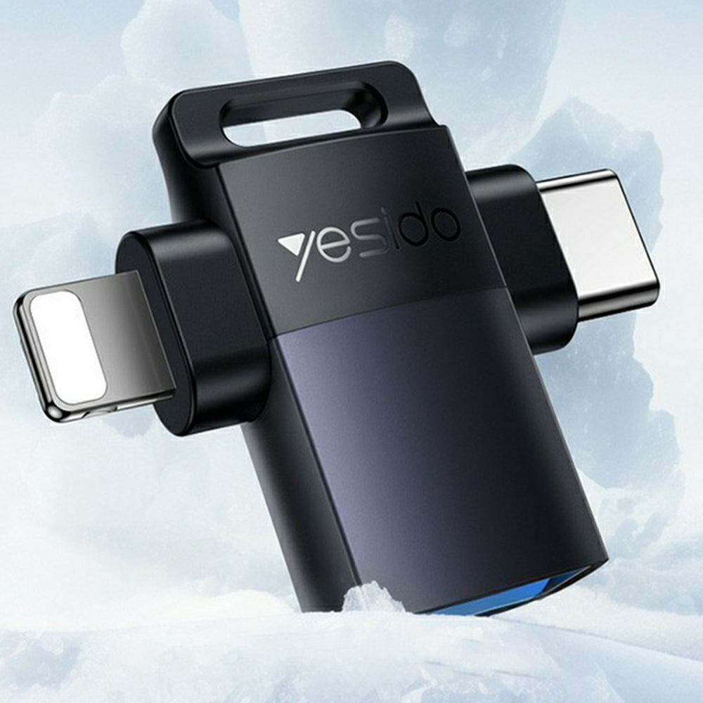 OTG-Adapter Lightning / USB-C - USB-A Yesido GS35, Grau