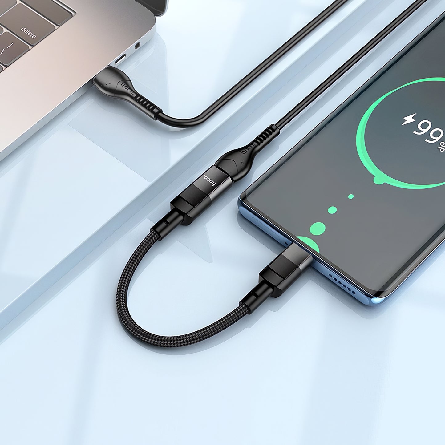 HOCO U107 Lightning - USB-C Daten- und Ladeadapter HOCO U107, 0,1m, Schwarz