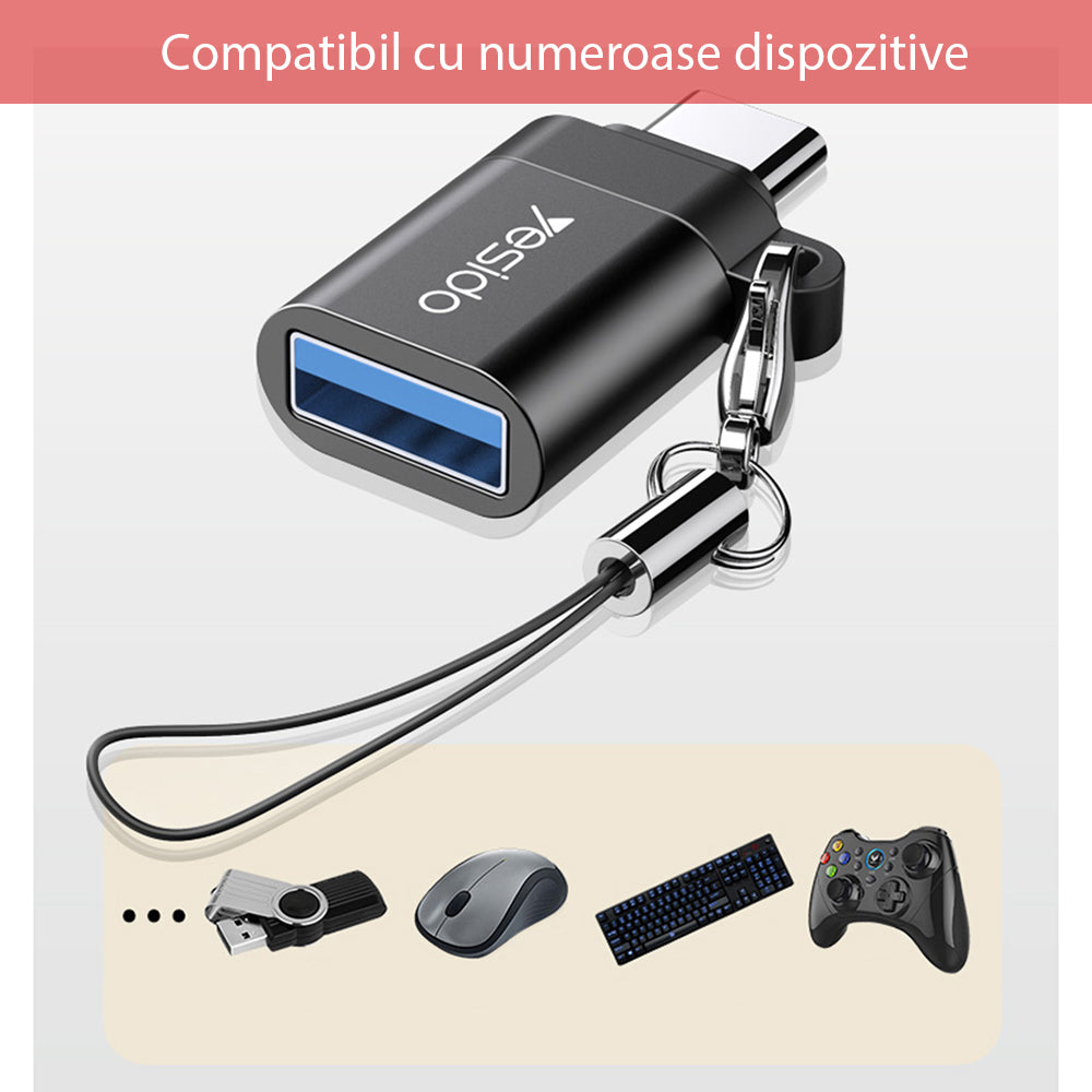 OTG USB-C to USB-A Adapter Yesido GS06, Black