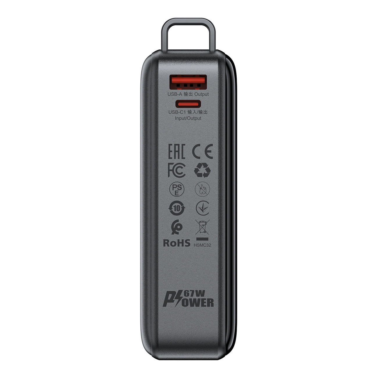 Externer Akku Acefast M4, 20000mAh, 67W, PD, 1 x USB-A - 2 x USB-C, Schwarz