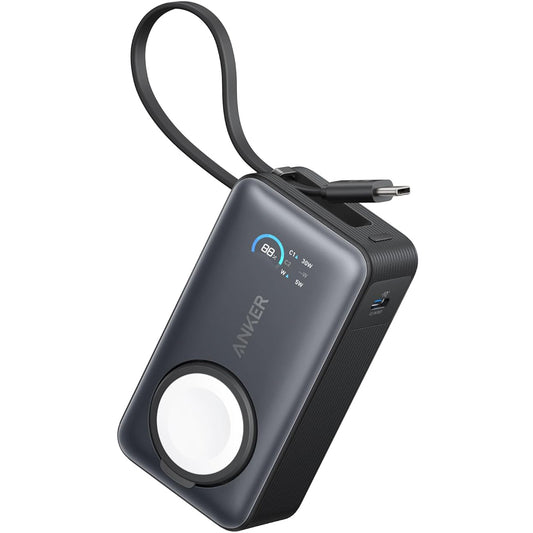 Anker MagGo Externer Akku, 10000mAh, 35W, PD + QI, 1 x QI - 2 x USB-C, Schwarz A1657011