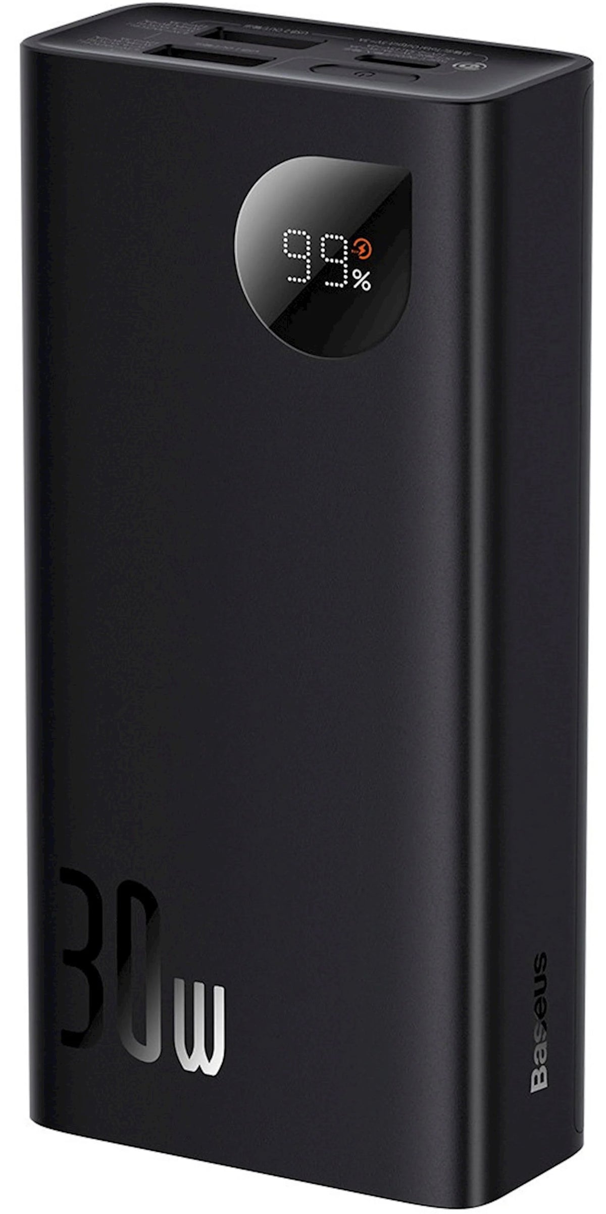 Baseus Adaman2 External Battery, 10000mAh, 30W, QC + PD, 1 x USB-C - 2 x USB-A, Black PPAD040101