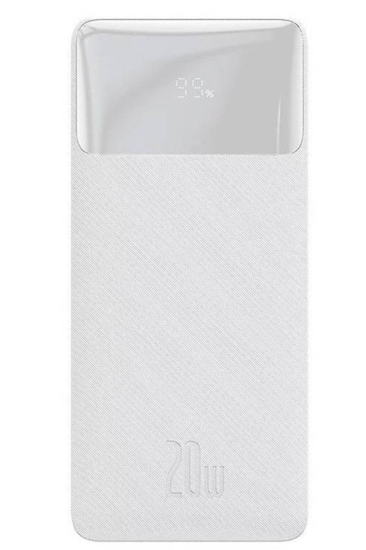 Externer Akku Baseus Bipow, 10000mAh, 20W, QC + PD, 1 x USB-C - 2 x USB-A, Weiß PPBD050502