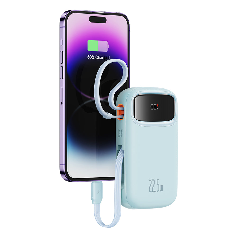 Baseus Qpow Pro+ External Battery, 10000mAh, 22.5W, QC + PD, 1 x Lightning - 1 x USB-A - 2 x USB-C, Blue P10055003313-00