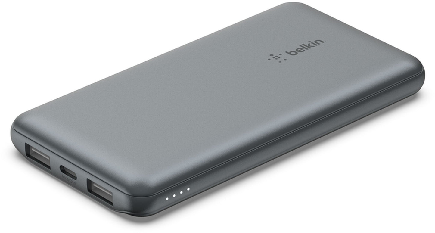 Externe Batterie Belkin BoostCharge, 10000mAh, 15W, 1 x USB-C - 2 x USB-A, Grau BPB011btGY