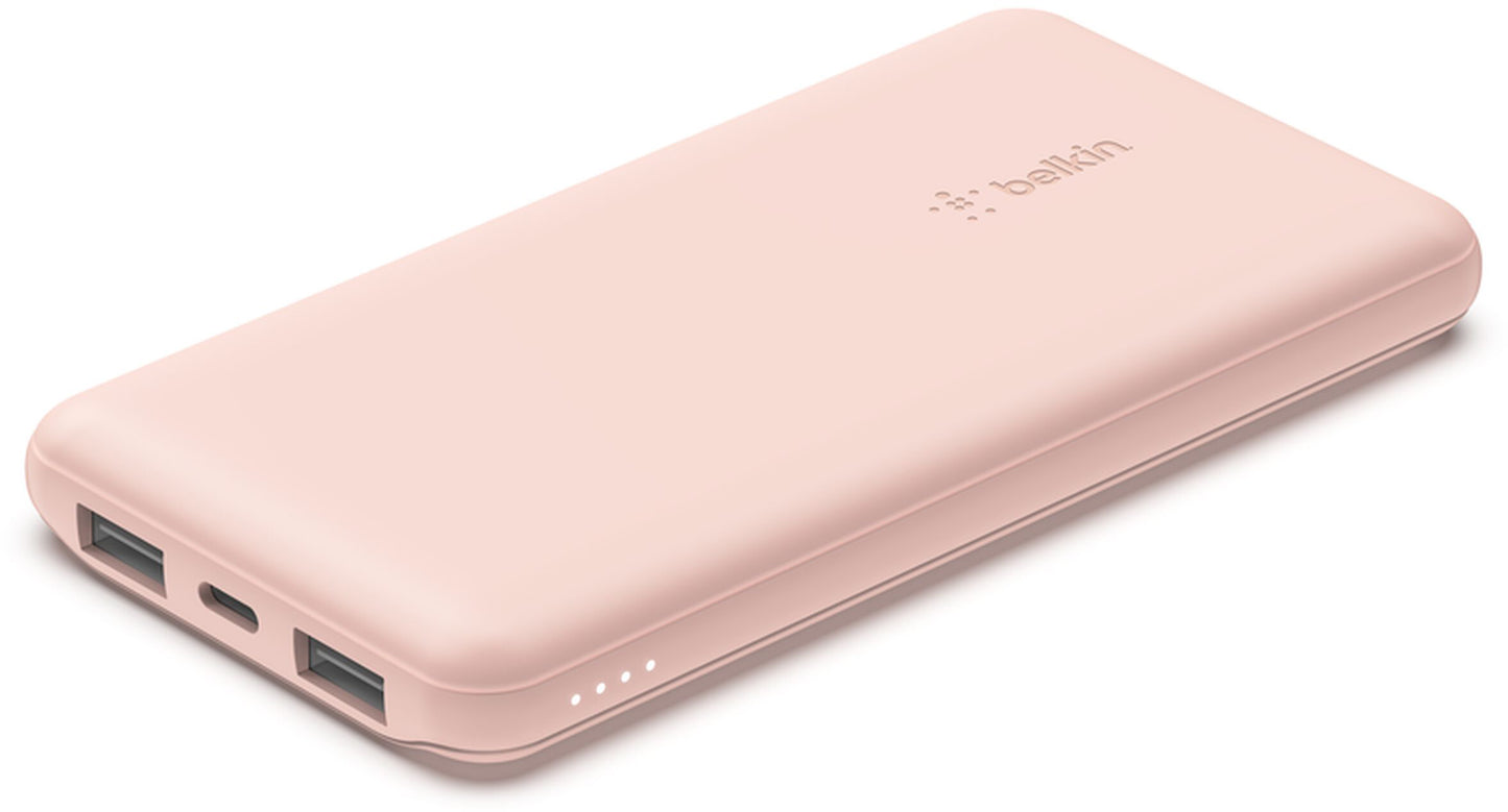 Externe Batterie Belkin BoostCharge, 10000mAh, 15W, 1 x USB-C - 2 x USB-A, Rosa BPB011btRG