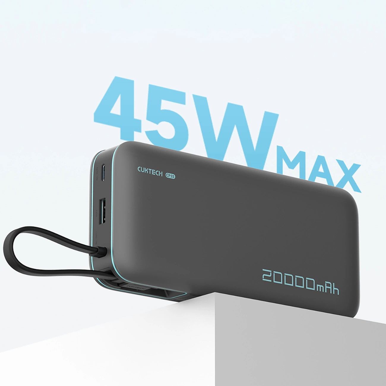 Externer Akku Cuktech, 20000mAh, 55W, QC + PD, 1 x USB-A - 2 x USB-C, Grau CUKP200NGLDG
