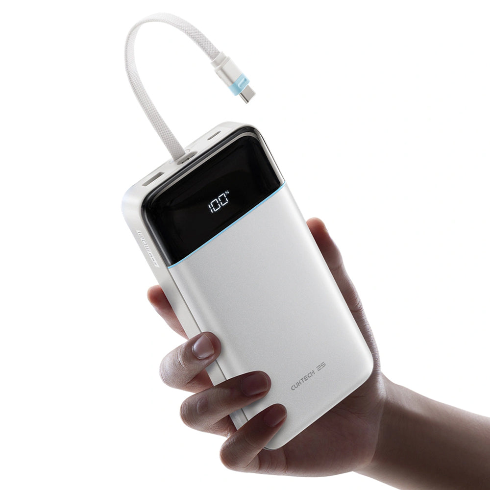 Cuktech LPB252N Powerbank, 25.000 mAh, 120 W, QC + PD, 1 × USB-A – 2 × USB-C, Weiß