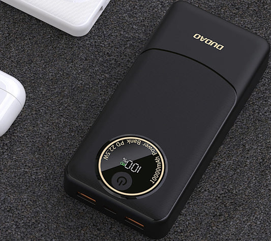 Externer Akku Dudao K12Pro, 20000mAh, 22.5W, QC + PD, 1 x USB-C - 2 x USB-A, Schwarz