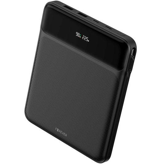 Forever TB-200 Externer Akku, 20000mAh, 100W, QC + PD, 1 x Lightning - 2 x USB-C - 2 x USB-A, Schwarz