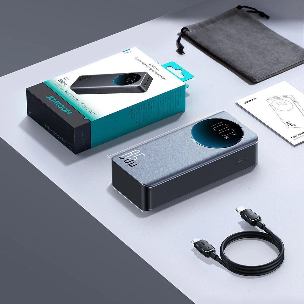 Externer Akku Joyroom JR-PBF05, 30000mAh, 65W, QC + PD, 1 x USB-A - 2 x USB-C, Schwarz