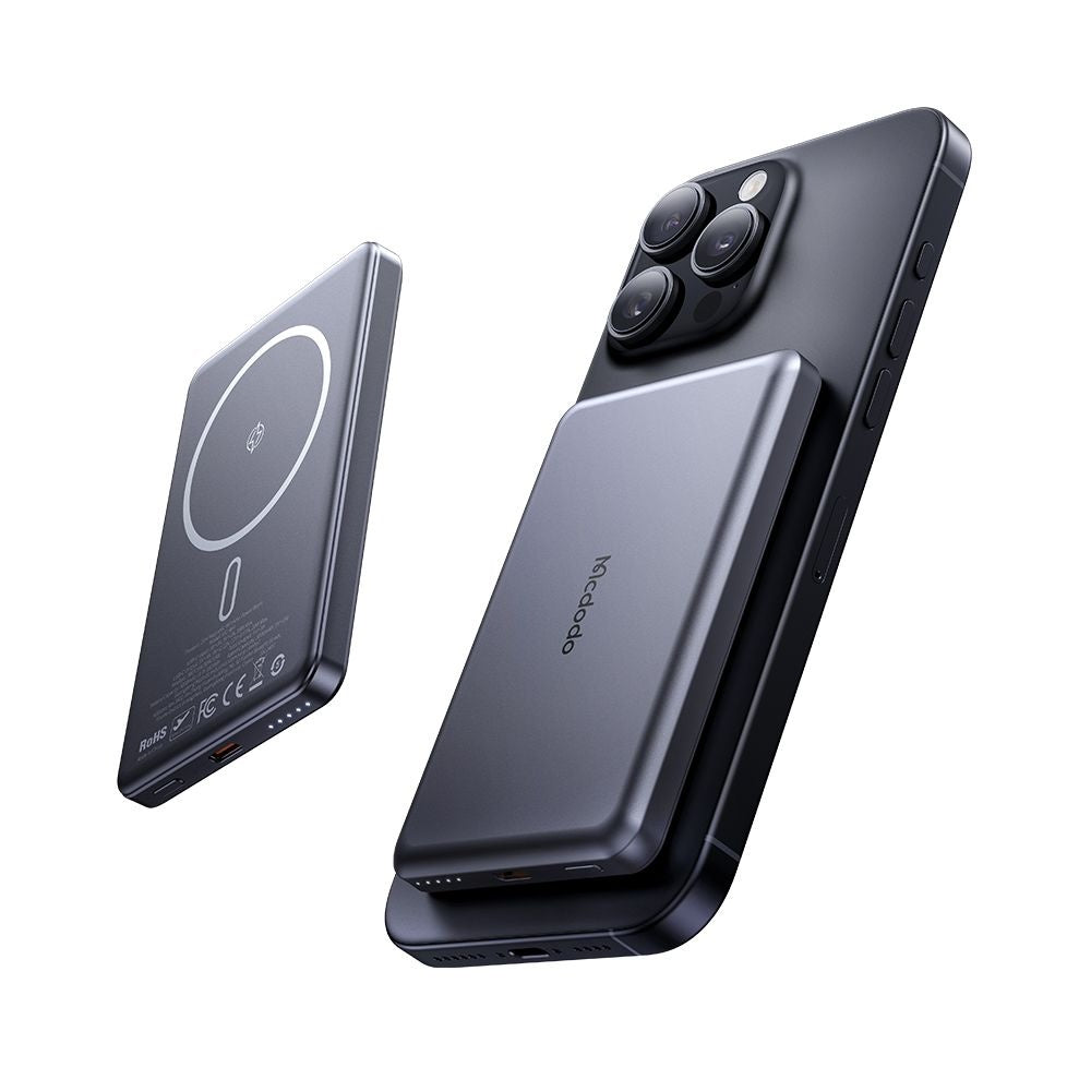 Externer Wireless-Akku McDodo MC-4641 Meta, 5000mAh, 20W, PD + FQI, 1 x QI - 1 x USB-C, Schwarz