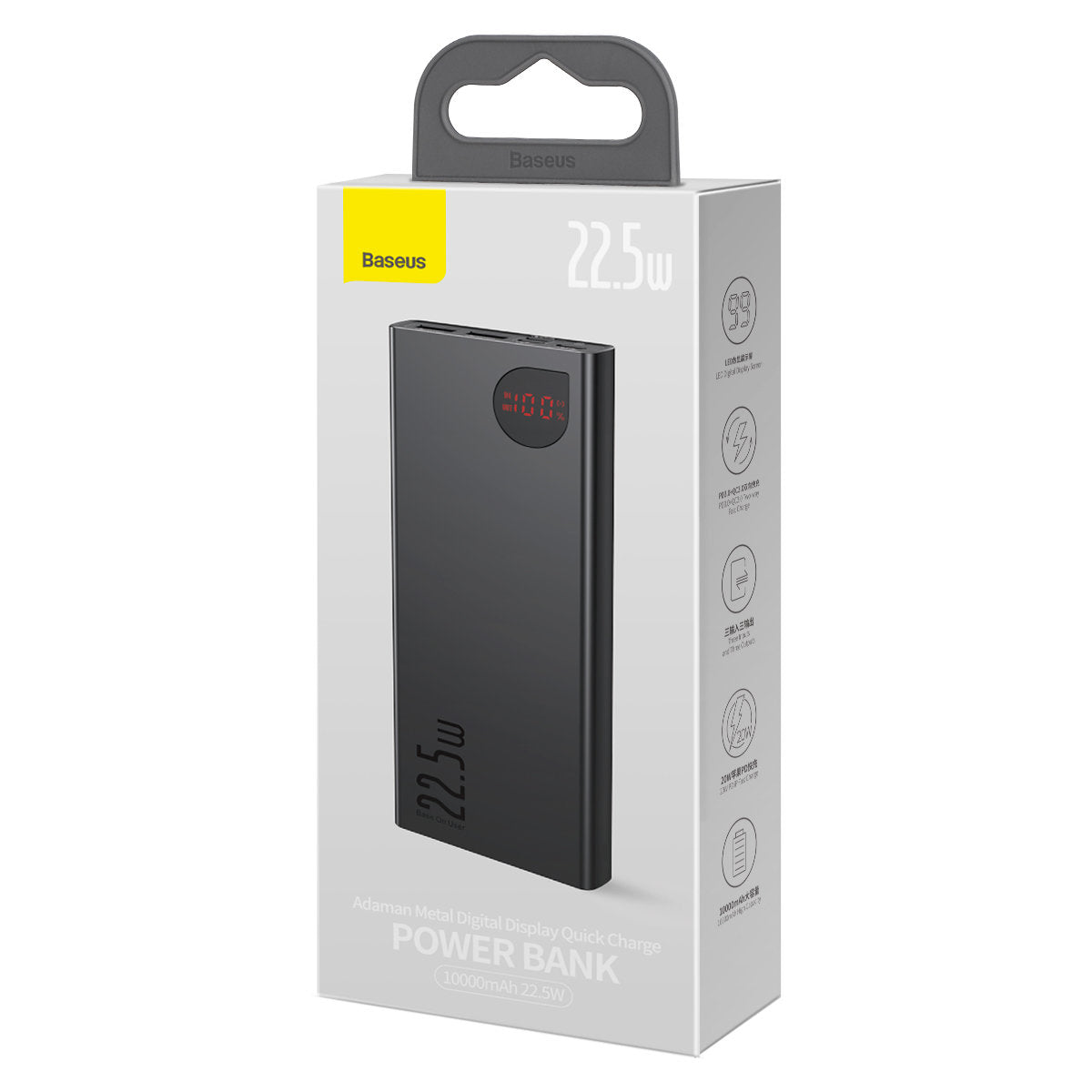 Baseus Adaman Powerbank 10000mAh | 22.5W | QC + PD | USB-C & 2x USB-A | Schwarz