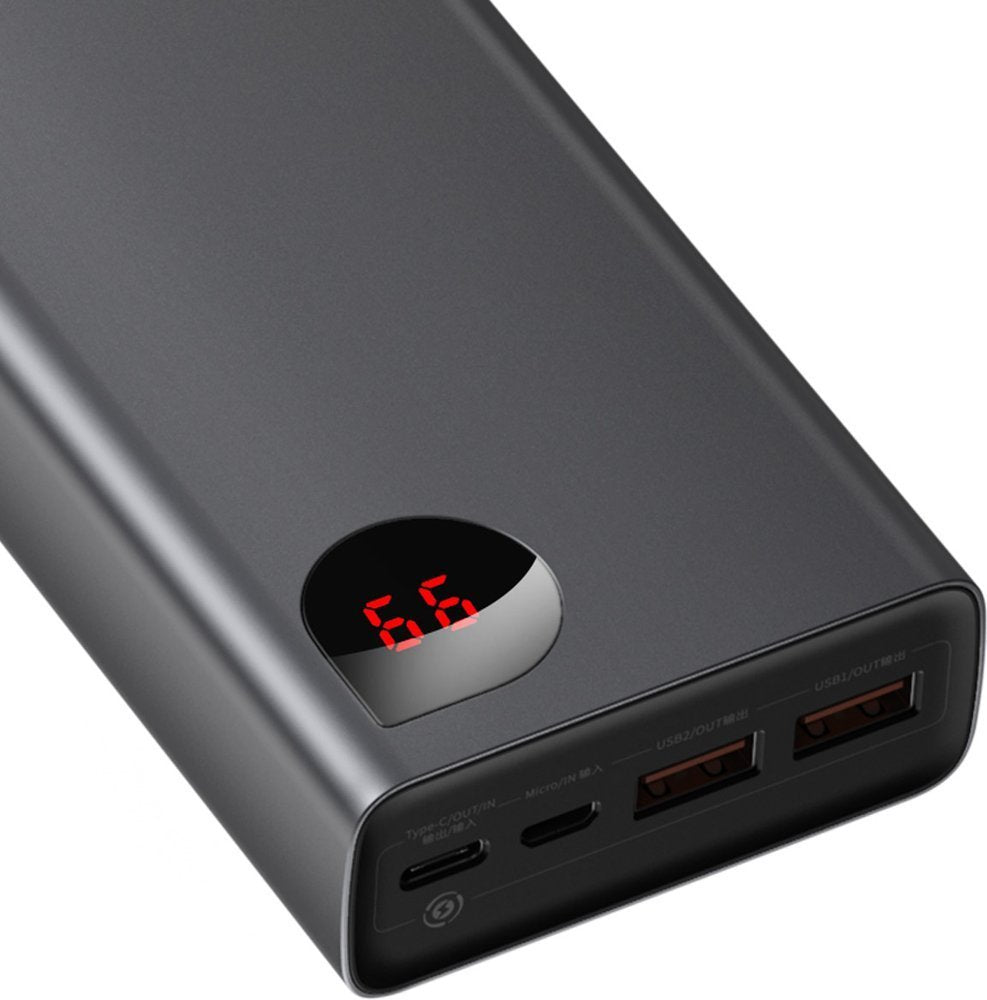 Baseus Adaman Powerbank 20000mAh | 65W QC + PD | 1x USB-C & 2x USB-A | Schwarz