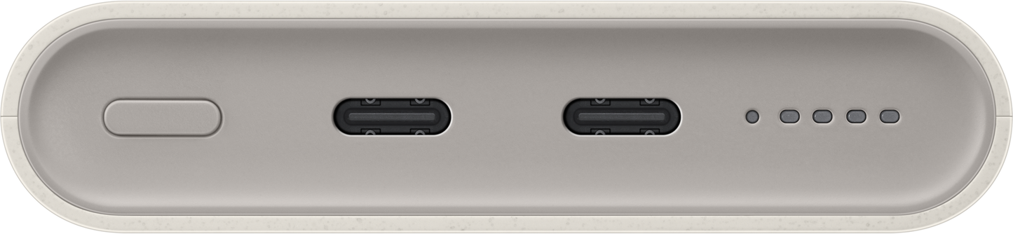 Samsung Wireless Externer Akku, 10000mAh, 25W, PD + FQI, 1 x QI - 2 x USB-C, Beige EB-U2510XUEGEU