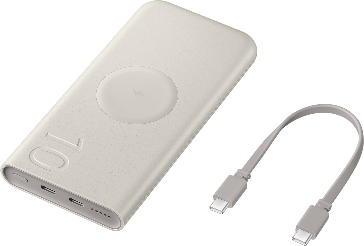 Samsung Wireless Externer Akku, 10000mAh, 25W, PD + FQI, 1 x QI - 2 x USB-C, Beige EB-U2510XUEGEU