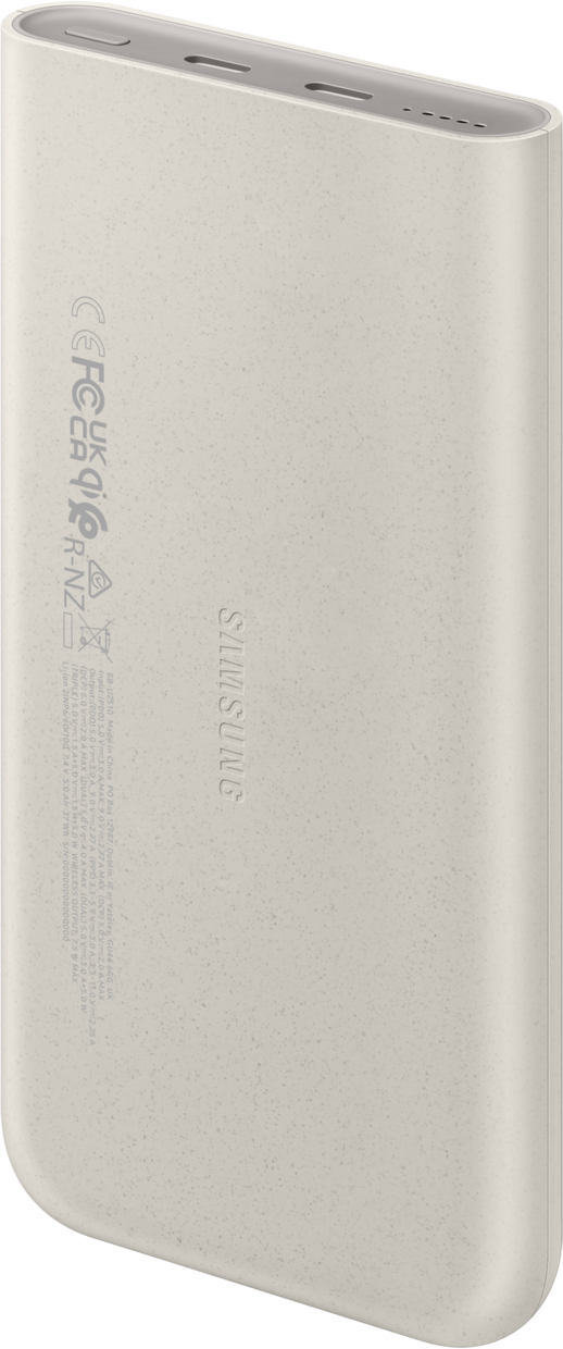 Samsung Wireless Externer Akku, 10000mAh, 25W, PD + FQI, 1 x QI - 2 x USB-C, Beige EB-U2510XUEGEU