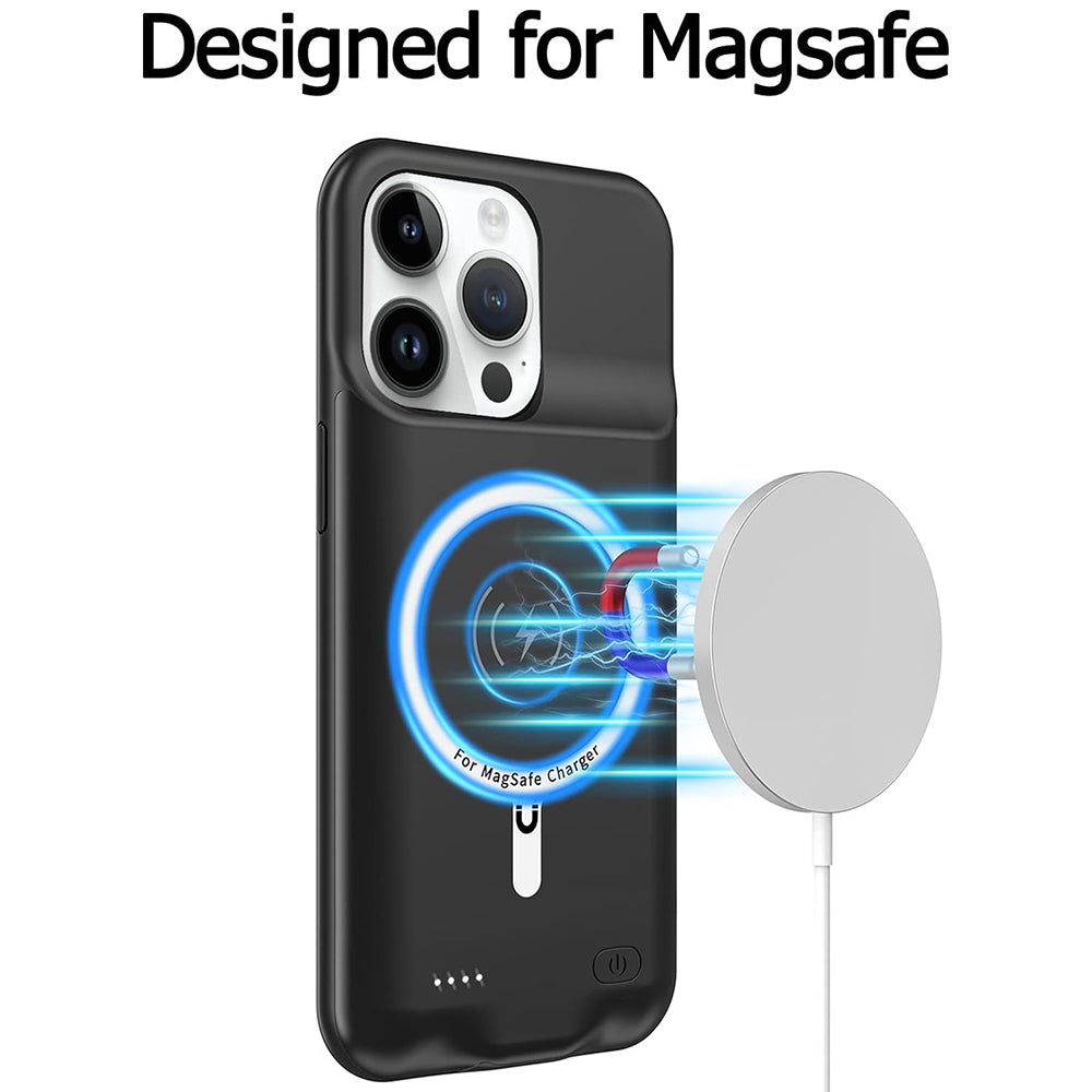 Externer Akkutyp Hülle Wireless Techsuit Power Pro Battery für Apple iPhone 15 Pro Max, 8500mAh, Schwarz