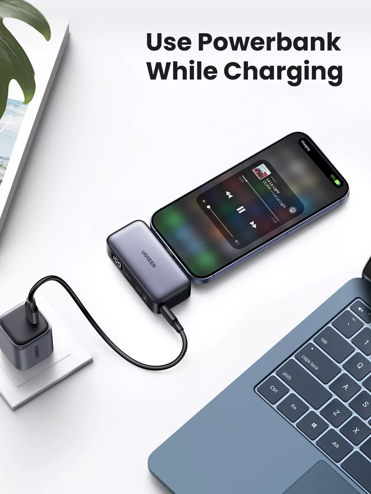 Externer Akku UGREEN PB503, 5000mAh, 22.5W, PD, 1 x USB-C, Grau