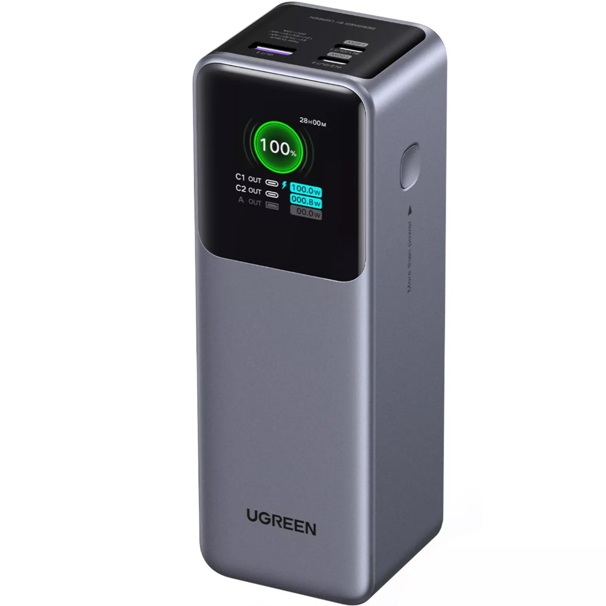 Externer Akku UGREEN PB722, 25000mAh, 200W, QC + PD, 1 x USB-A - 2 x USB-C, Grau