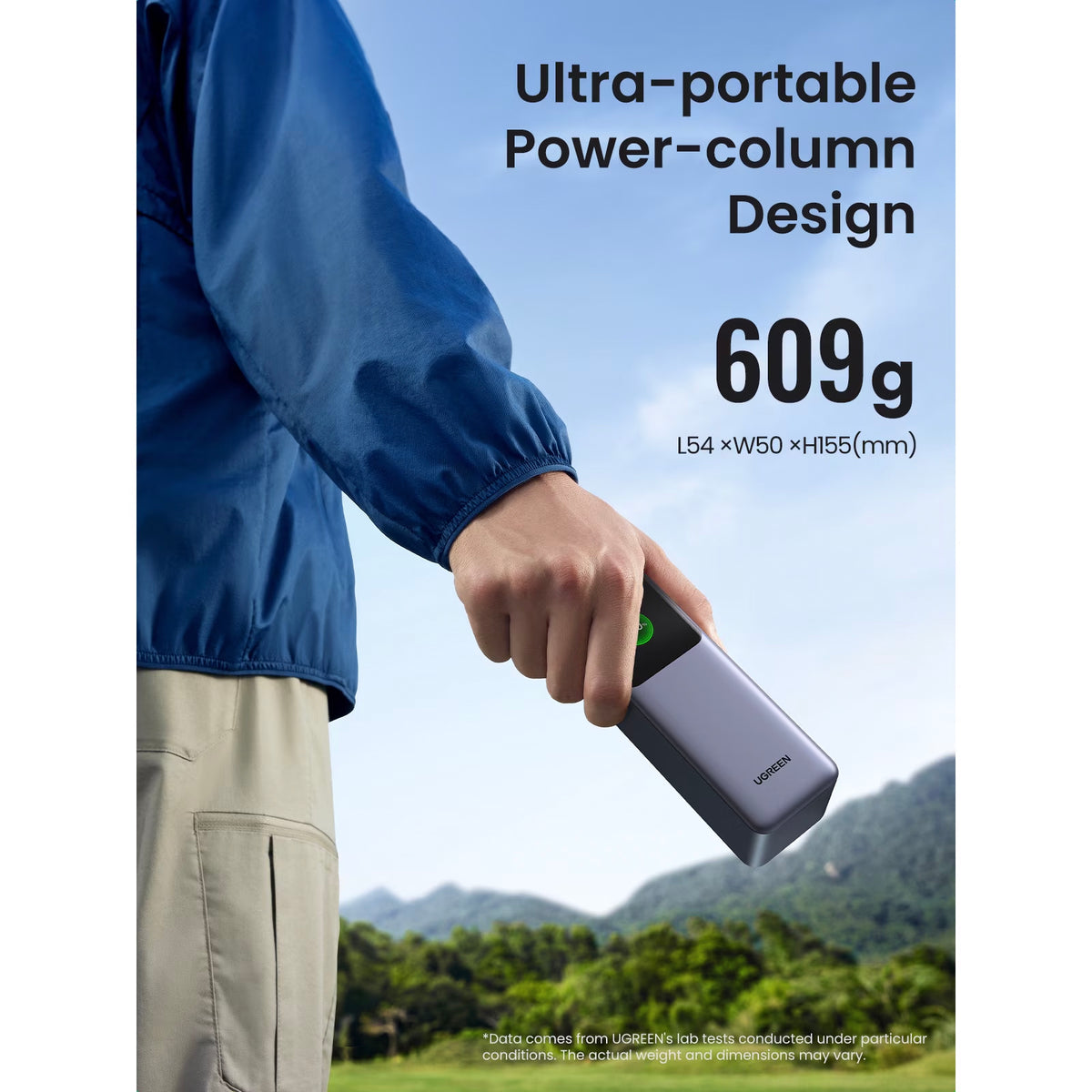 Externer Akku UGREEN PB722, 25000mAh, 200W, QC + PD, 1 x USB-A - 2 x USB-C, Grau