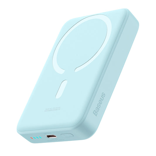 Externer Wireless-Akku Baseus Magnetic Mini, 10000mAh, 30W, PD + FQI, 1 x QI - 1 x USB-C, Blau PPCX110203