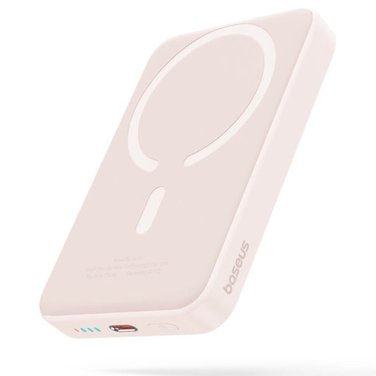 Externer Wireless-Akku Baseus Magnetic Mini, 10000mAh, 20W, PD + FQI, 1 x QI - 1 x USB-C, Rosa P10059001413-00
