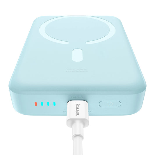 Externer Wireless-Akku Baseus Magnetic Mini, 10000mAh, 30W, PD + FQI, 1 x QI - 1 x USB-C, Blau PPCX110203
