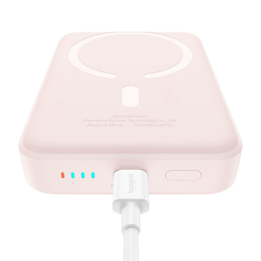 Externer Wireless-Akku Baseus Magnetic Mini, 10000mAh, 20W, PD + FQI, 1 x QI - 1 x USB-C, Rosa P10059001413-00