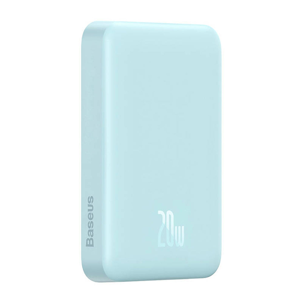 Externer Wireless-Akku Baseus Magnetic Mini, 10000mAh, 20W, PD + FQI, 1 x QI - 1 x USB-C, Blau PPCX110103
