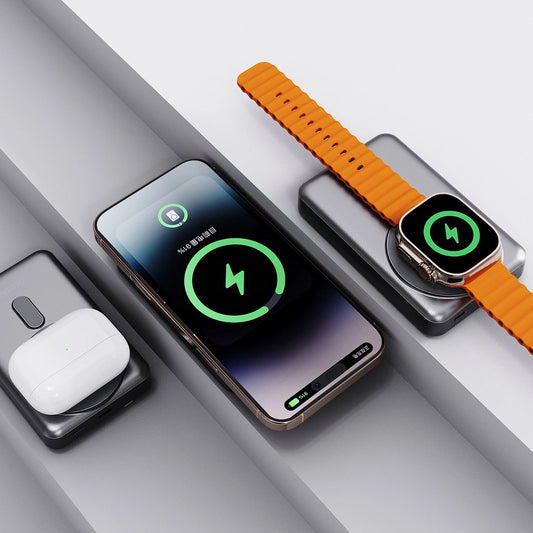 Externer Wireless-Akku Dudao K29, 10000mAh, 20W, PD + FQI, 1 x Lightning - 1 x QI - 1 x USB-C, Grau