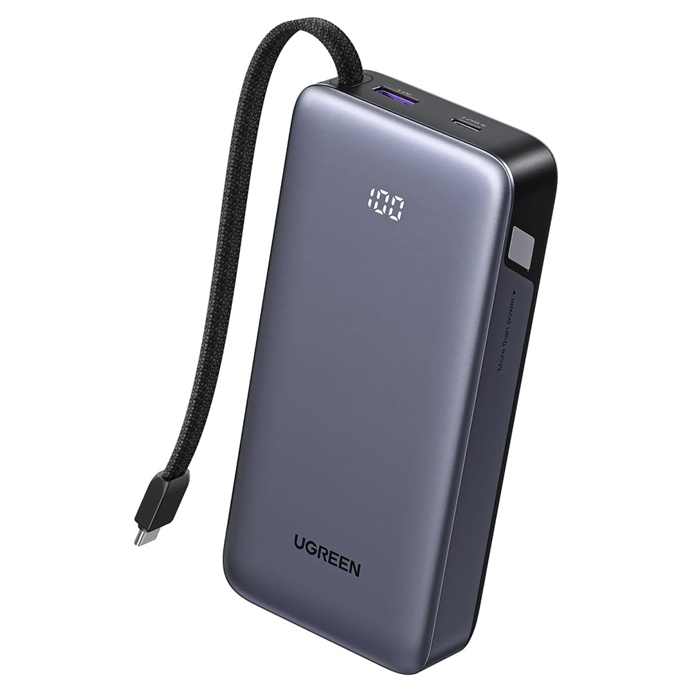 Externer Akku UGREEN PB536 (55988B), 20000mAh, 45W, QC + PD, 1 x USB-A - 2 x USB-C, Grau