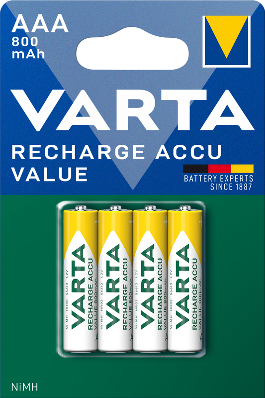Varta Professional Wiederaufladbare Batterie, AAA / LR3, 800mAh, Satz mit 4 Stück
